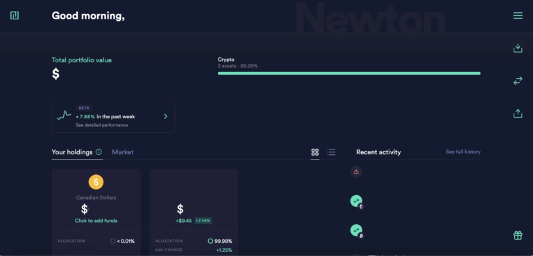 Newton Crypto Platform Dashboard