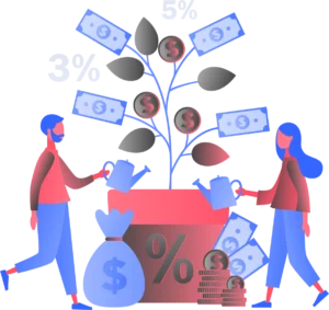 Illustration of a money tree growing