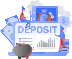An illustration of two people saving money through deposits