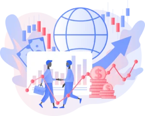 An international investment-themed illustration