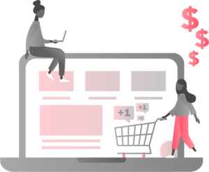Illustration of two people shopping online
