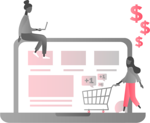 Illustration of two people shopping online